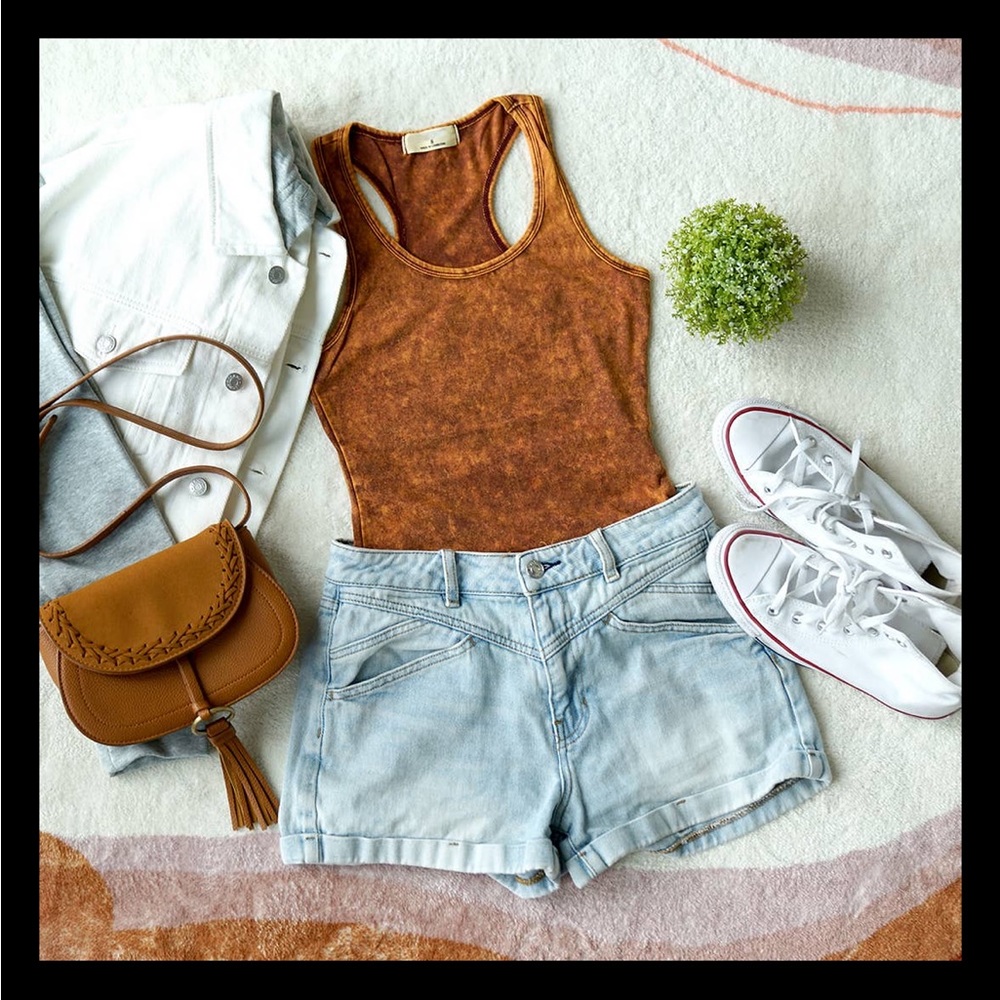 Rust colored mineral wash bodysuit